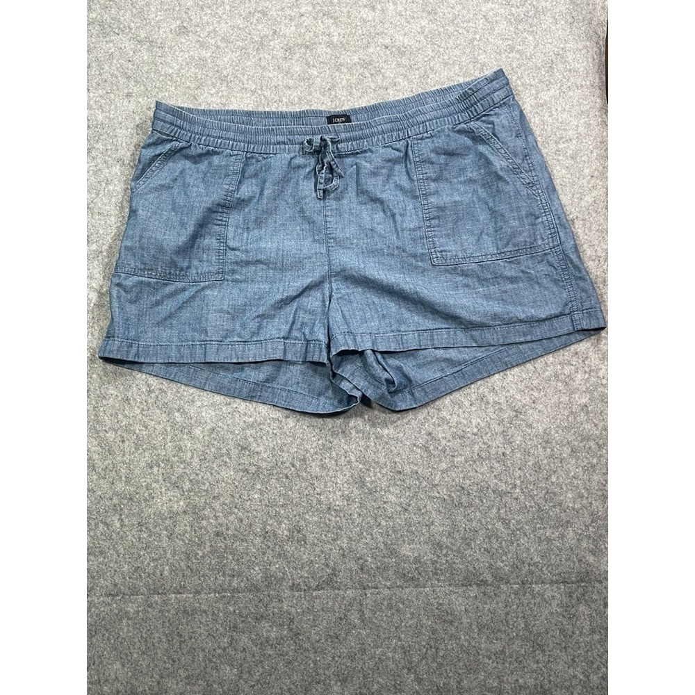 J.CREW Shorts Women's Size XXL Blue Chambray Drawstring‎ Pull-On Pockets Cotton